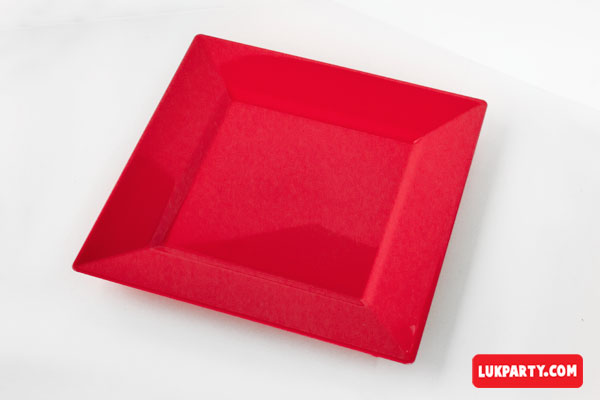 Plato Descartable plástico de 20x20cm color rojo