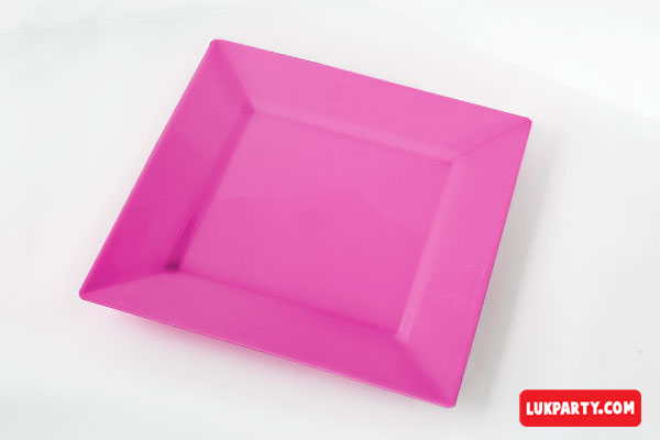 Plato Descartable plástico de 20x20cm color rosa